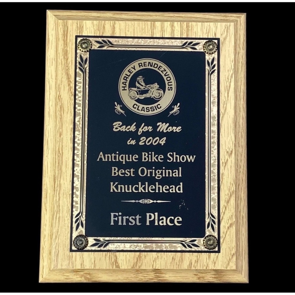 Harley Rendezvous‎ Classic 2004 Antique Bike Show First Place Plaque Knucklehead